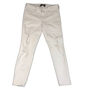 Abercrombie And Fitch Jeans‎ Women White 29 Skinny Distressed TRASHED Straight